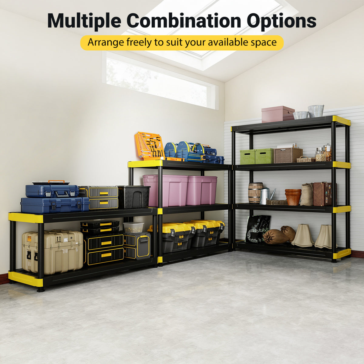 4-Tier Plastic Storage Shelf Heavy-Duty Utility Rack, Black
