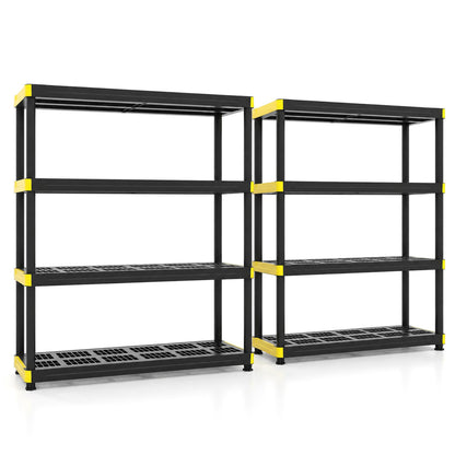 4-Tier Plastic Storage Shelf Heavy-Duty Utility Rack Set of 2, Black