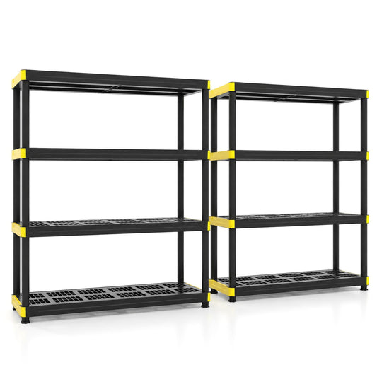 4-Tier Plastic Storage Shelf Heavy-Duty Utility Rack Set of 2, Black Sheds & Outdoor Storage Black at Gallery Canada