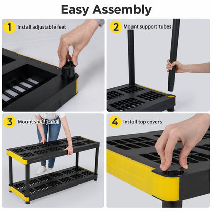 4-Tier Plastic Storage Shelf Heavy-Duty Utility Rack Set of 2, Black
