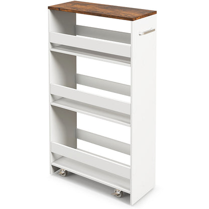 4-Tier Rolling Storage Cart, Slim Kitchen Cart, Rustic Brown Kitchen Islands & Carts Rustic Brown at Gallery Canada