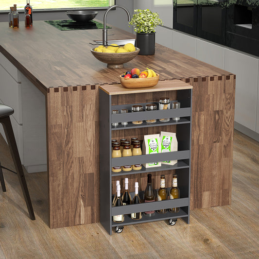4-Tier Rolling Storage Cart, Slim Kitchen Cart With Wheels, Gray Kitchen Islands & Carts Gray at Gallery Canada