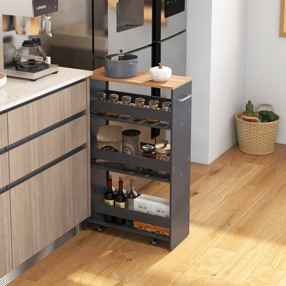 4-Tier Rolling Storage Cart, Slim Kitchen Cart With Wheels, Gray Kitchen Islands & Carts at Gallery Canada