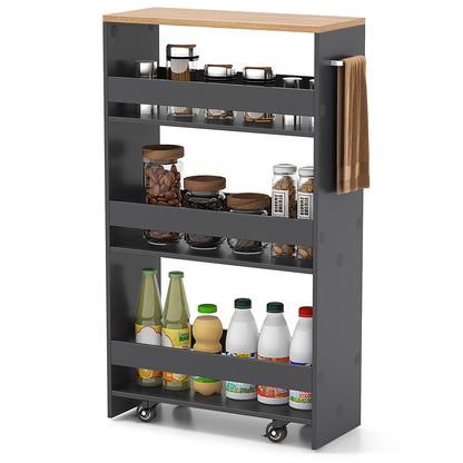 4-Tier Rolling Storage Cart, Slim Kitchen Cart With Wheels, Gray Kitchen Islands & Carts at Gallery Canada