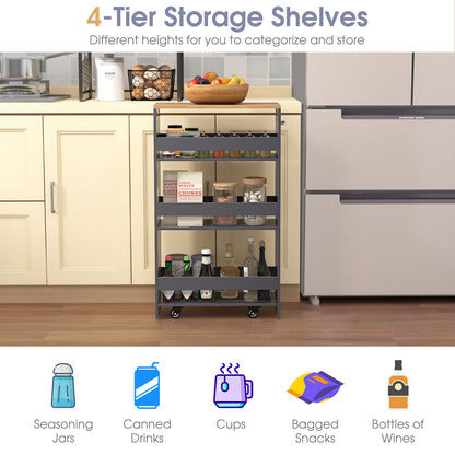 4-Tier Rolling Storage Cart, Slim Kitchen Cart With Wheels, Gray Kitchen Islands & Carts at Gallery Canada
