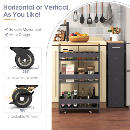 4-Tier Rolling Storage Cart, Slim Kitchen Cart With Wheels, Gray Kitchen Islands & Carts at Gallery Canada