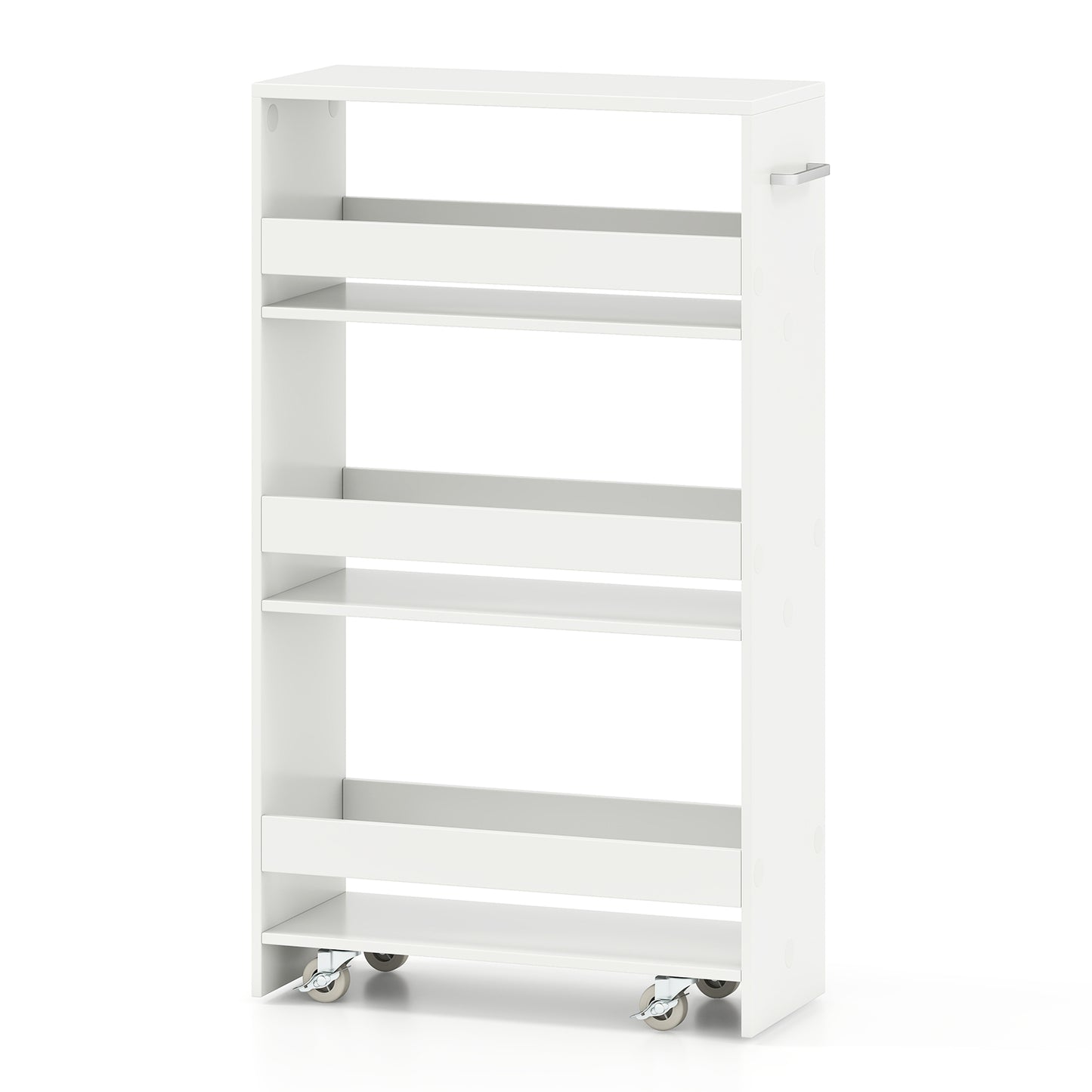 4-Tier Rolling Storage Cart Slim Kitchen Cart on Wheels with Open Shelves and Handle, White Kitchen Islands & Carts at Gallery Canada