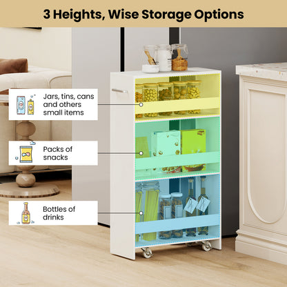 4-Tier Rolling Storage Cart Slim Kitchen Cart on Wheels with Open Shelves and Handle, White Kitchen Islands & Carts at Gallery Canada