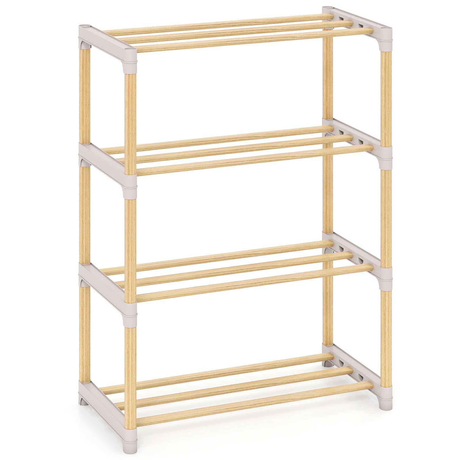 4-Tier Solid Wood Shoe Rack, Slatted Open Shelves, Gray Shoe Racks & Storage Benches at Gallery Canada