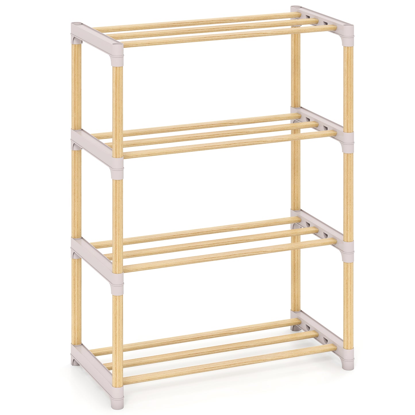 4-Tier Solid Wood Shoe Rack, Slatted Open Shelves, Gray Shoe Racks & Storage Benches at Gallery Canada