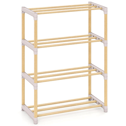 4-Tier Solid Wood Shoe Rack, Slatted Open Shelves, Gray Shoe Racks & Storage Benches at Gallery Canada