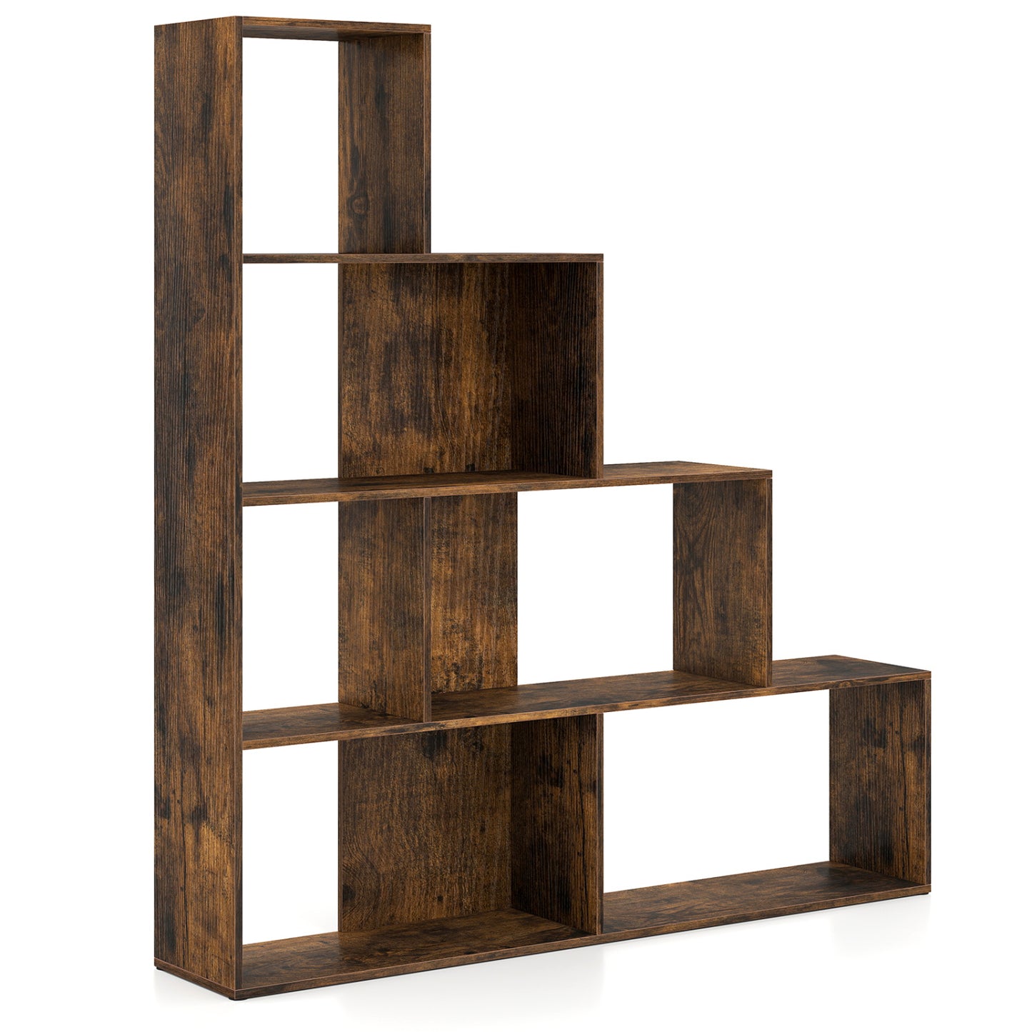 4-Tier Ladder Bookshelf with 6 Cubes, Rustic Brown Bookcases at Gallery Canada