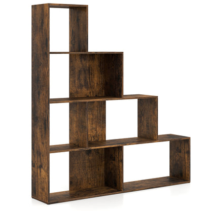 4-Tier Ladder Bookshelf with 6 Cubes, Rustic Brown Bookcases at Gallery Canada