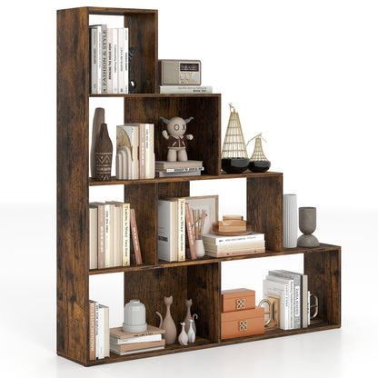 4-Tier Ladder Bookshelf with 6 Cubes, Rustic Brown Bookcases at Gallery Canada