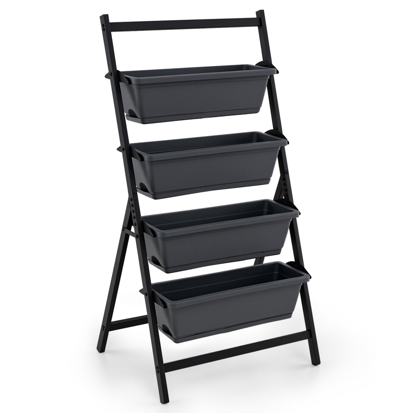 4-Tier Vertical Raised Garden Bed, 4 Containers, Drainage Holes, S, Black Raised Garden Beds Black at Gallery Canada