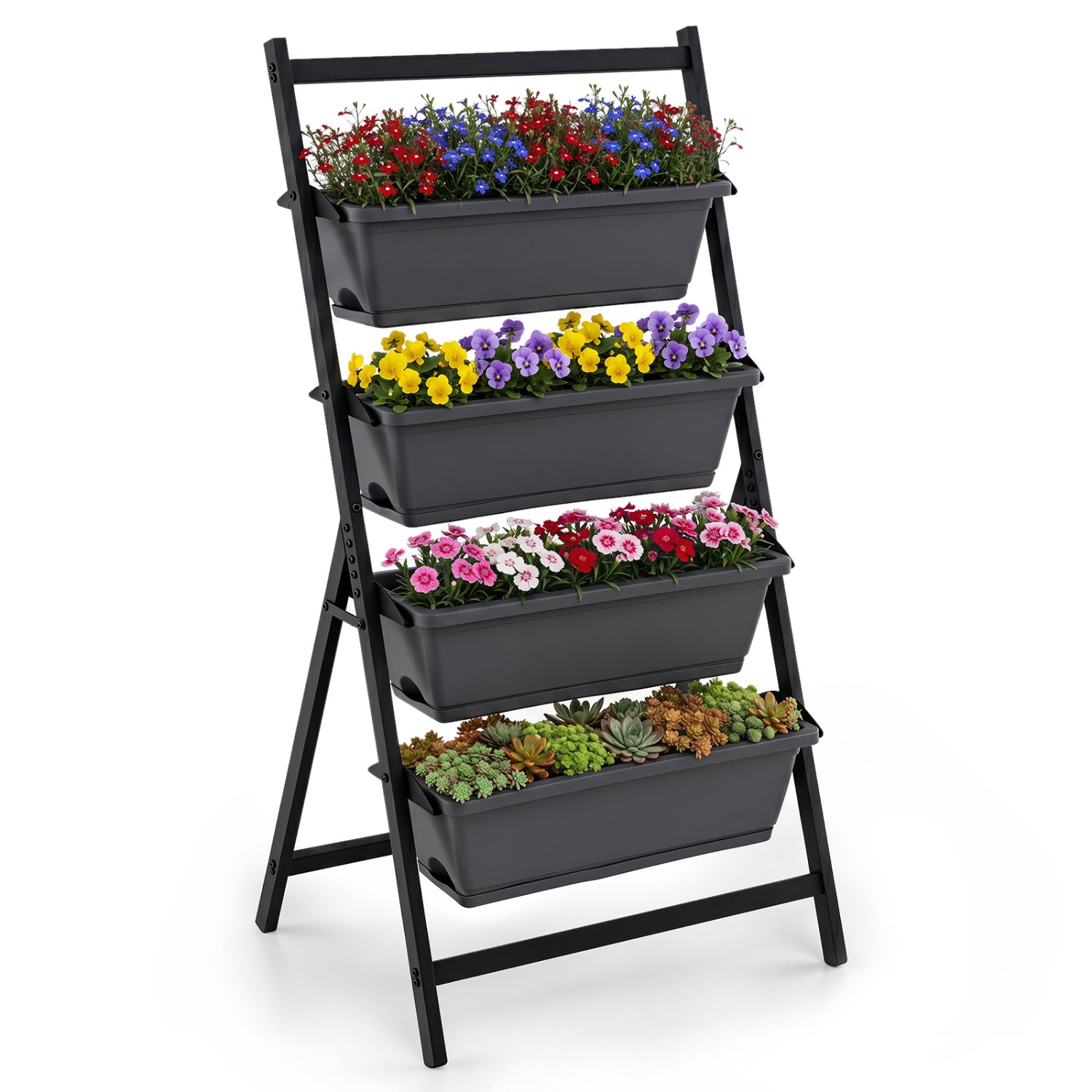 4-Tier Vertical Raised Garden Bed, 4 Containers, Drainage Holes, S, Black Raised Garden Beds at Gallery Canada