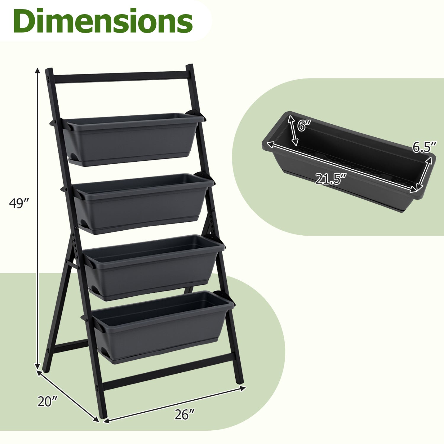 4-Tier Vertical Raised Garden Bed, 4 Containers, Drainage Holes, S, Black Raised Garden Beds at Gallery Canada