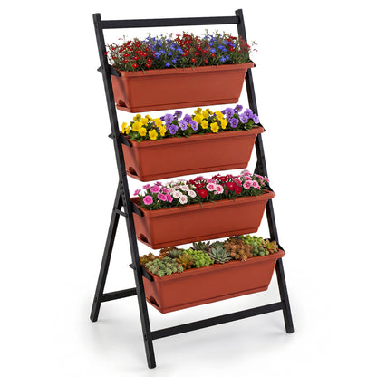 4-Tier Vertical Raised Garden Bed, Red