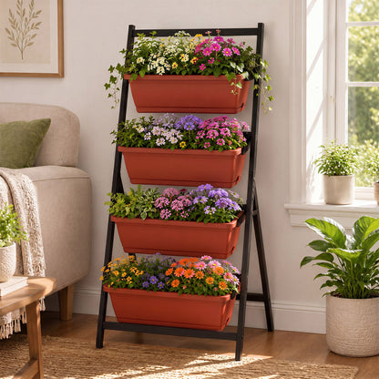 4-Tier Vertical Raised Garden Bed, Red