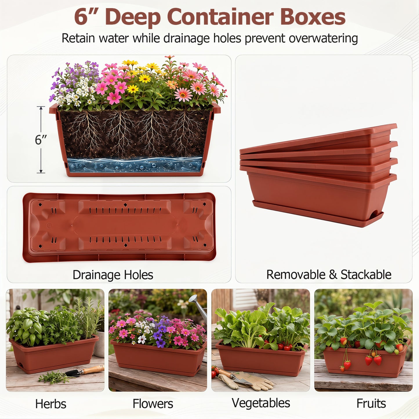 4-Tier Vertical Raised Garden Bed, Red