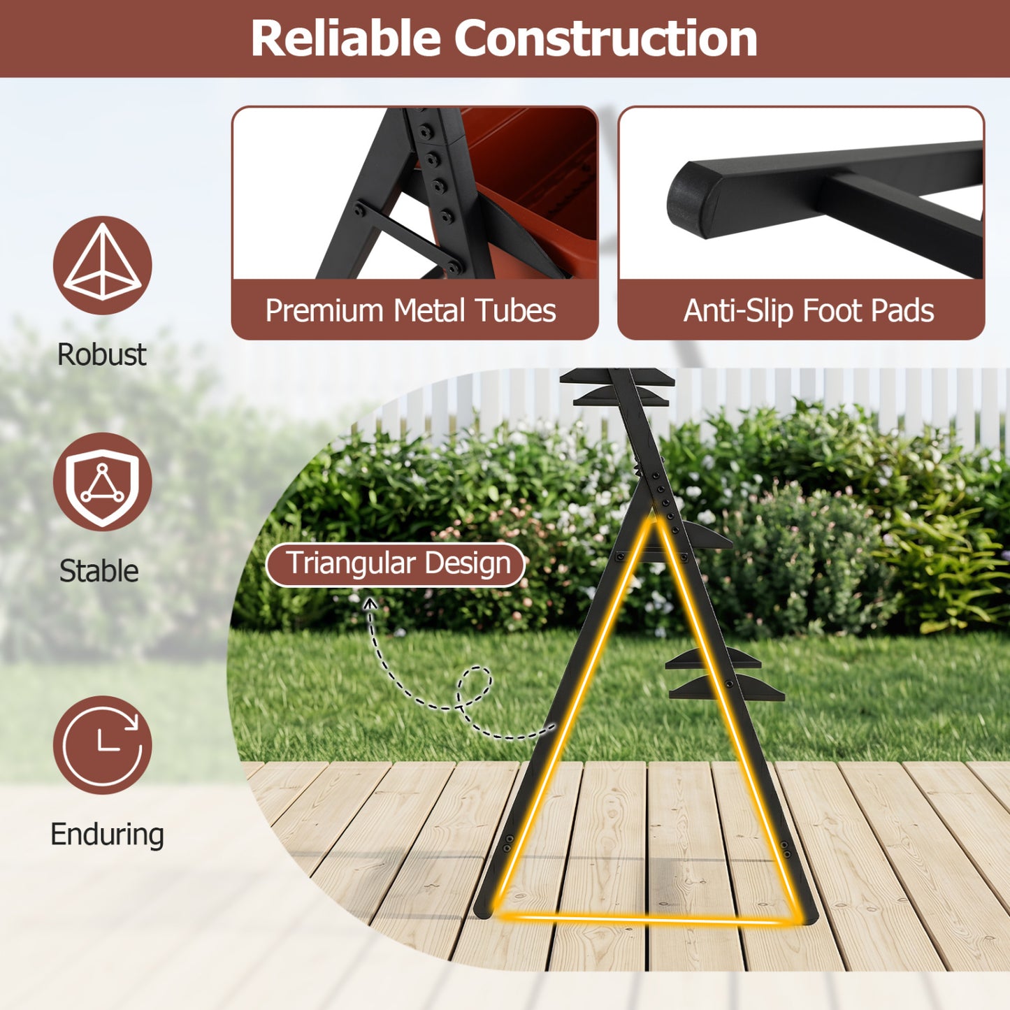 4-Tier Vertical Raised Garden Bed, Red