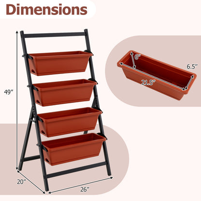 4-Tier Vertical Raised Garden Bed, Red