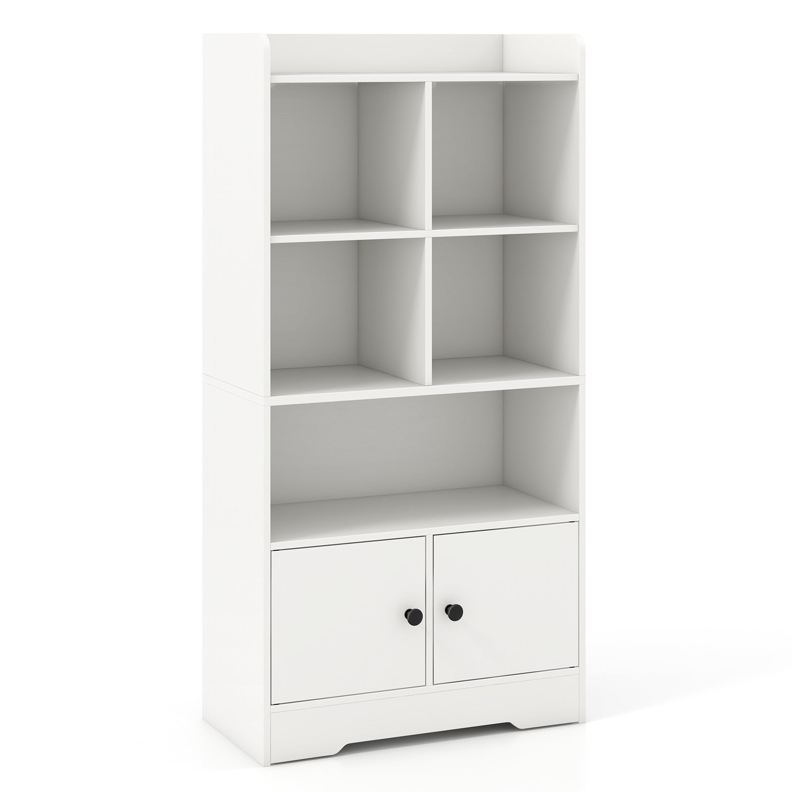 4 Tier Bookshelf With 4 Cubes, 2 Doors, White Bookcases at Gallery Canada