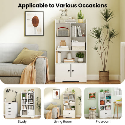 4 Tiers Bookshelf with 4 Cubes Display Shelf and 2 Doors, White Bookcases at Gallery Canada