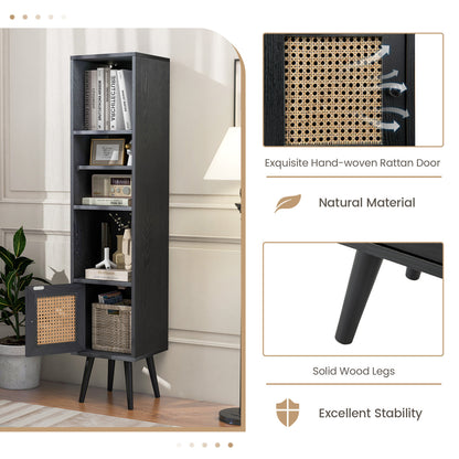 4-Tier Rattan Storage Cabinet, Slim Design, Black Cabinets & Chests at Gallery Canada