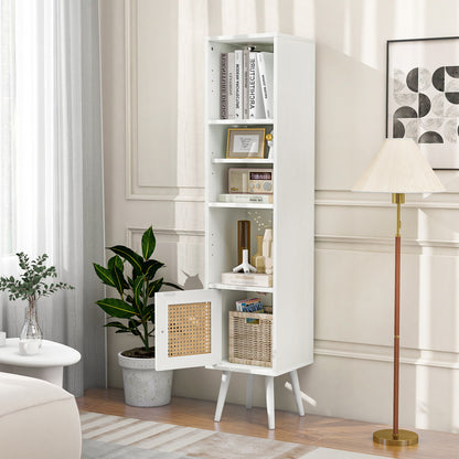 4-Tier Rattan Storage Cabinet, Slim Design, White Cabinets & Chests at Gallery Canada