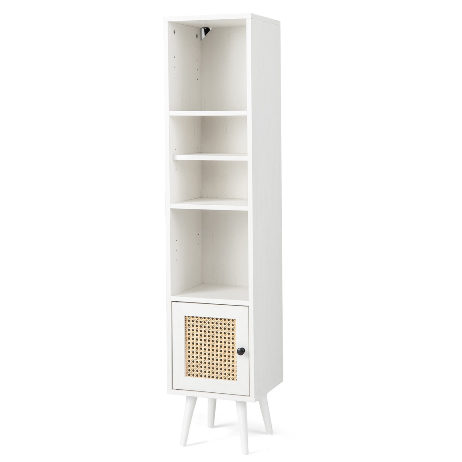 4-Tier Rattan Storage Cabinet, Slim Design, White Cabinets & Chests at Gallery Canada