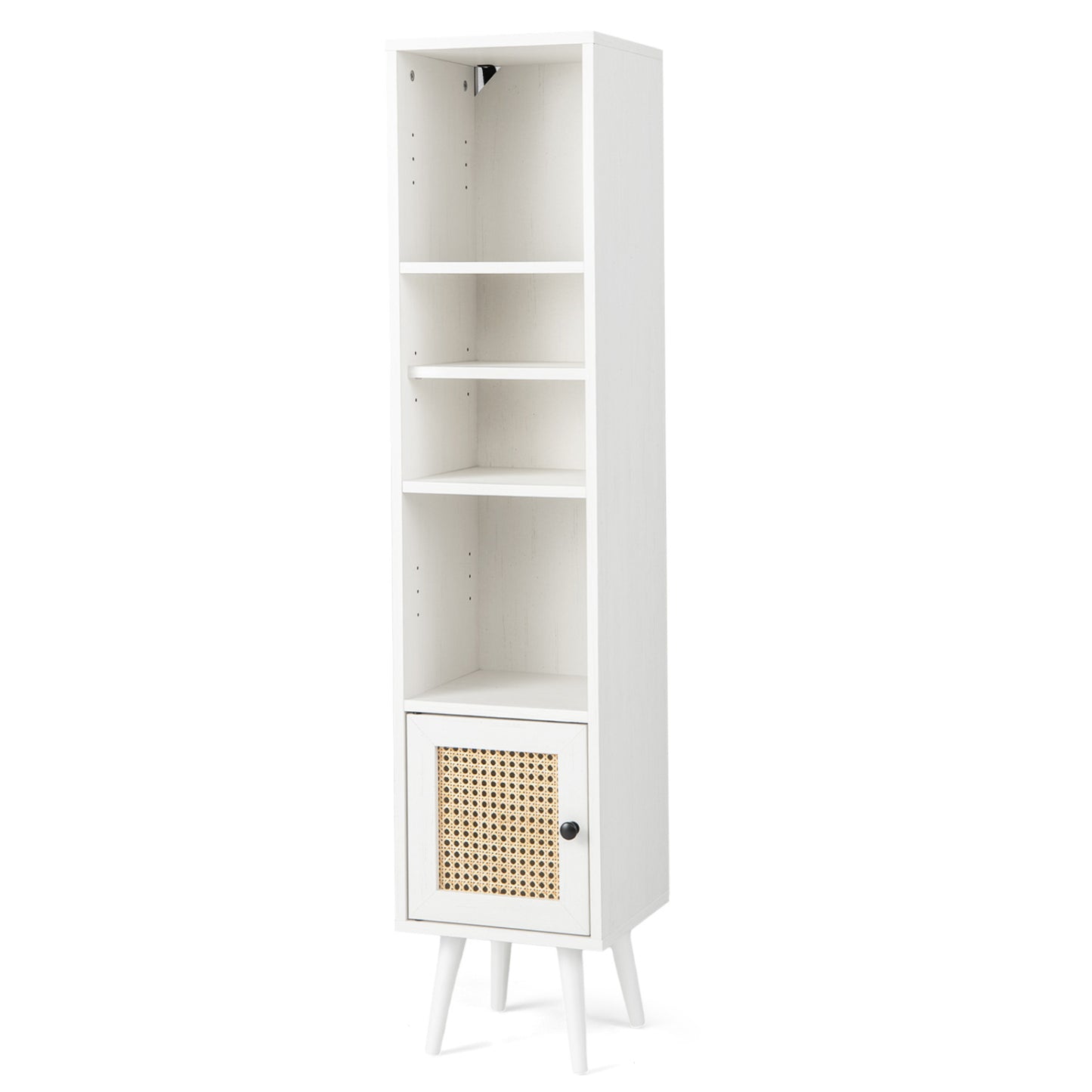 4-Tier Rattan Storage Cabinet, Slim Design, White Cabinets & Chests at Gallery Canada