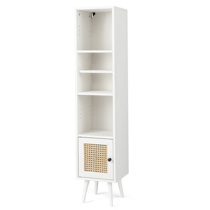 4-Tier Rattan Storage Cabinet, Slim Design, White Cabinets & Chests at Gallery Canada