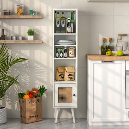 4-Tier Rattan Storage Cabinet, Slim Design, White Cabinets & Chests at Gallery Canada