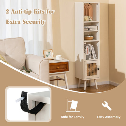 4-Tier Rattan Storage Cabinet, Slim Design, White Cabinets & Chests at Gallery Canada