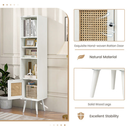 4-Tier Rattan Storage Cabinet, Slim Design, White Cabinets & Chests at Gallery Canada