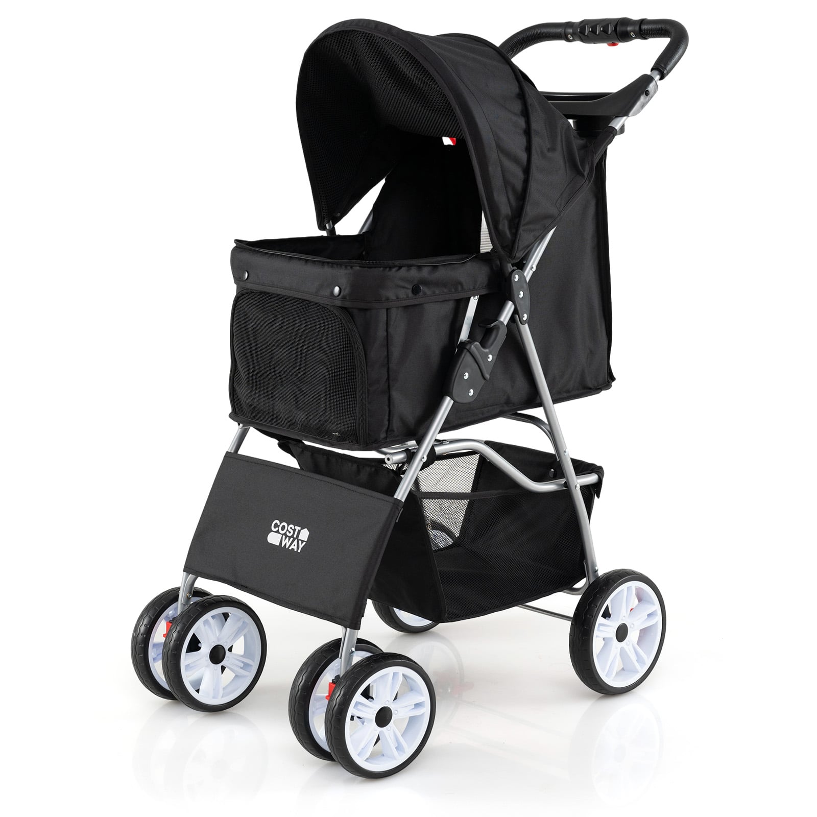 4 Wheel Pet Stroller, Small Dogs Cats, 33 LBS, Black Dog Supplies at Gallery Canada