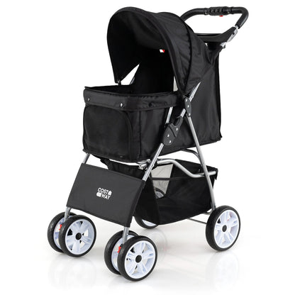 4 Wheel Pet Stroller, Small Dogs Cats, 33 LBS, Black Dog Supplies at Gallery Canada