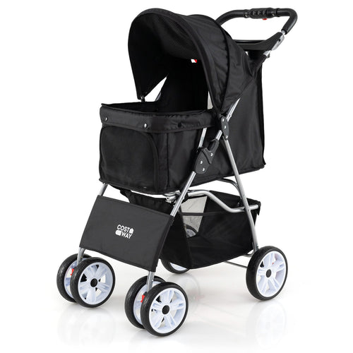 4 Wheel Pet Stroller, Small Dogs Cats, 33 LBS, Black