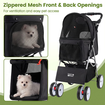 4 Wheel Pet Stroller, Small Dogs Cats, 33 LBS, Black Dog Supplies at Gallery Canada