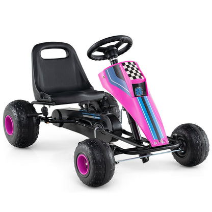4-Wheel Ride On Toy Pedal Go Kart for Kids with Steering Wheel and Safe Handbrake, Pink Push & Pedal Ride On Toys at Gallery Canada