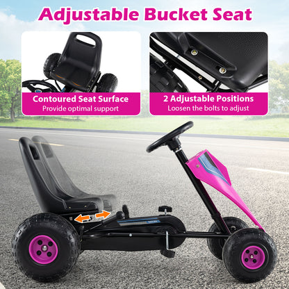 4-Wheel Ride On Toy Pedal Go Kart for Kids with Steering Wheel and Safe Handbrake, Pink Push & Pedal Ride On Toys at Gallery Canada