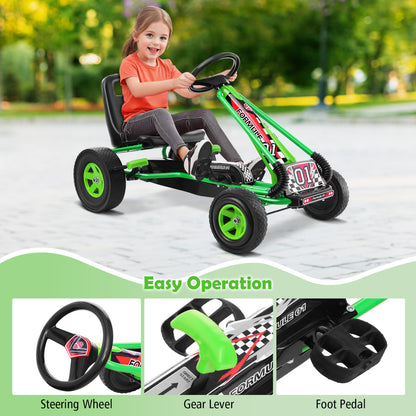 4 Wheels Kids Pedal Powered Bike Go Kart, Green Powered Ride On Toys at Gallery Canada