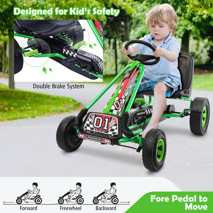4 Wheels Kids Pedal Powered Bike Go Kart, Green Powered Ride On Toys at Gallery Canada