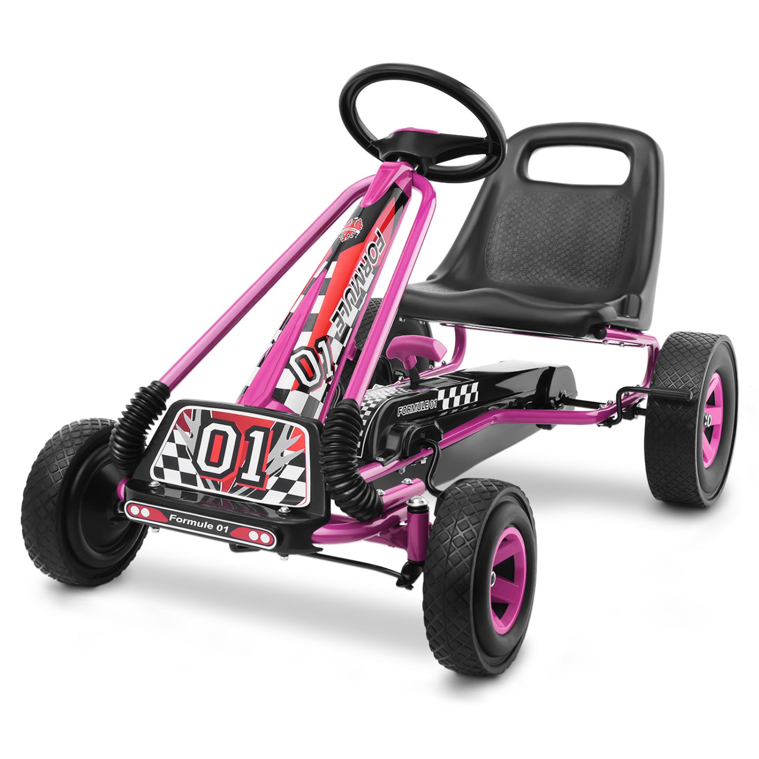 4 Wheels Kids Pedal Powered Bike Go Kart, Pink Powered Ride On Toys at Gallery Canada