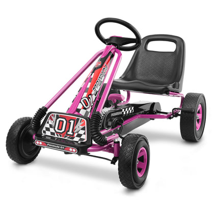 4 Wheels Kids Pedal Powered Bike Go Kart, Pink Powered Ride On Toys at Gallery Canada