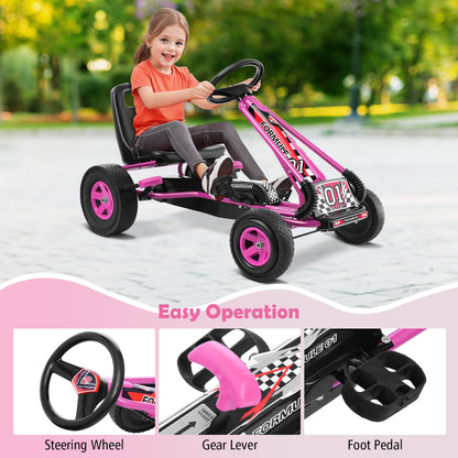 4 Wheels Kids Pedal Powered Bike Go Kart, Pink Powered Ride On Toys at Gallery Canada
