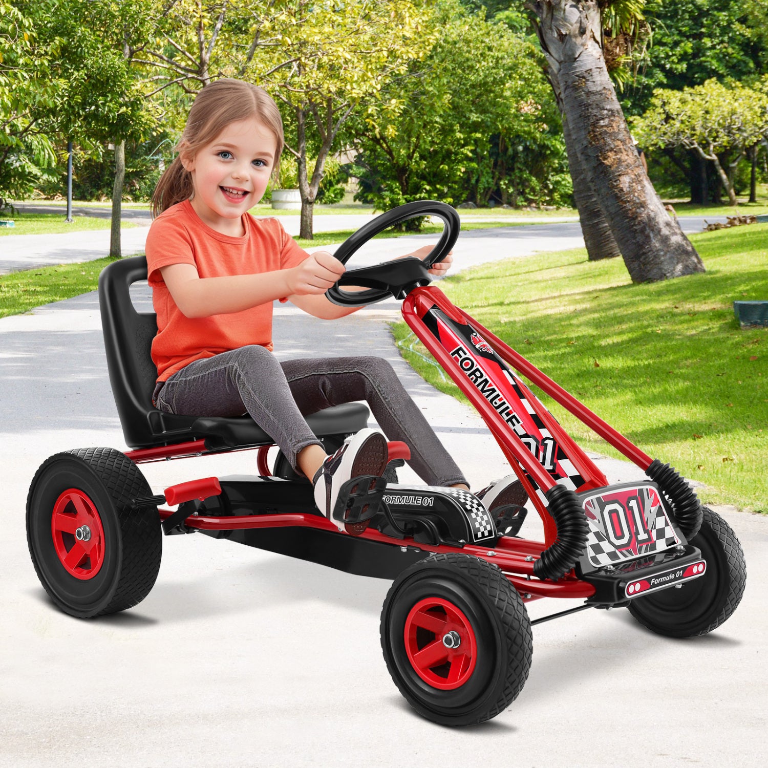 4 Wheels Kids Ride On Pedal Powered Bike Go Kart, Red Powered Ride On Toys at Gallery Canada