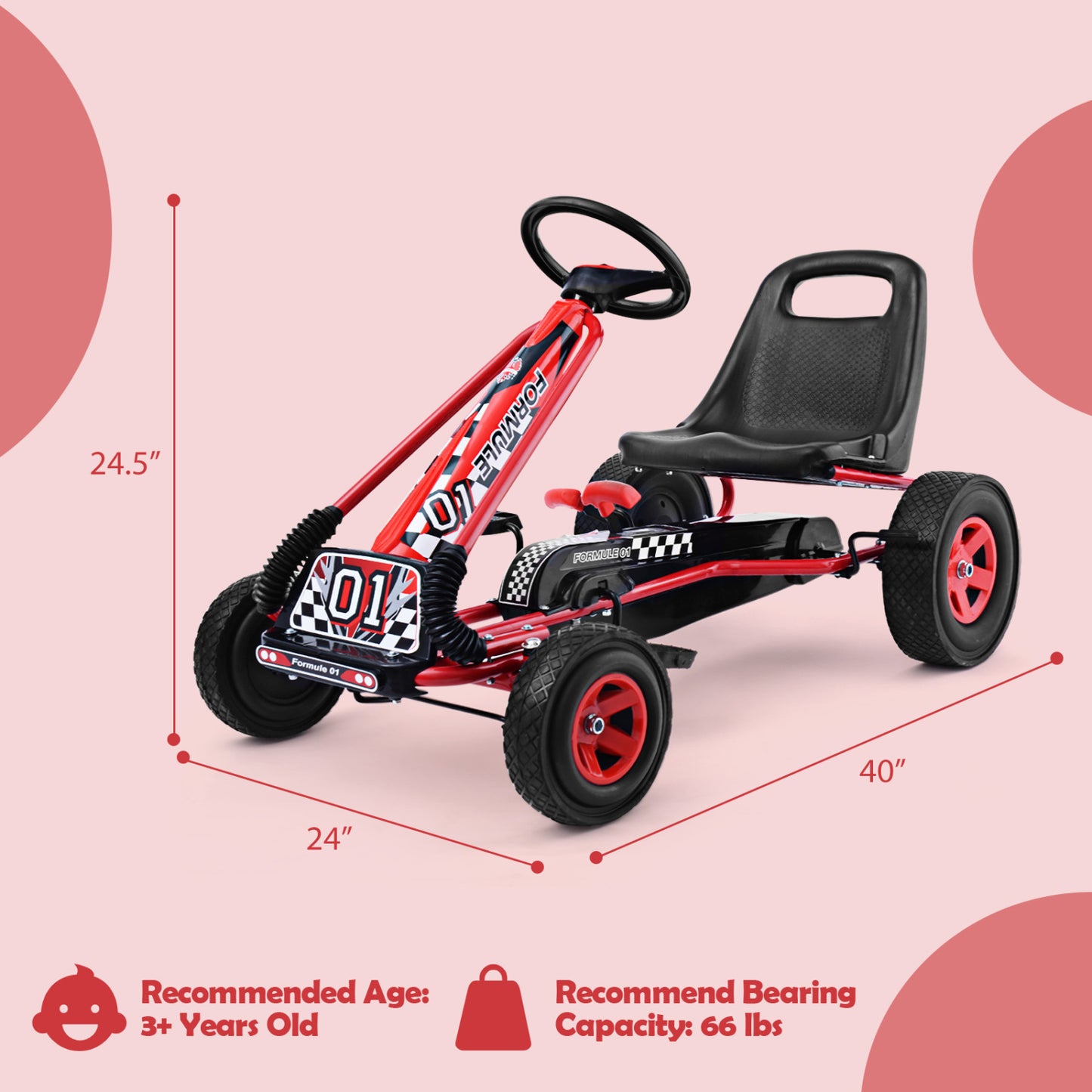 4 Wheels Kids Ride On Pedal Powered Bike Go Kart, Red Powered Ride On Toys at Gallery Canada