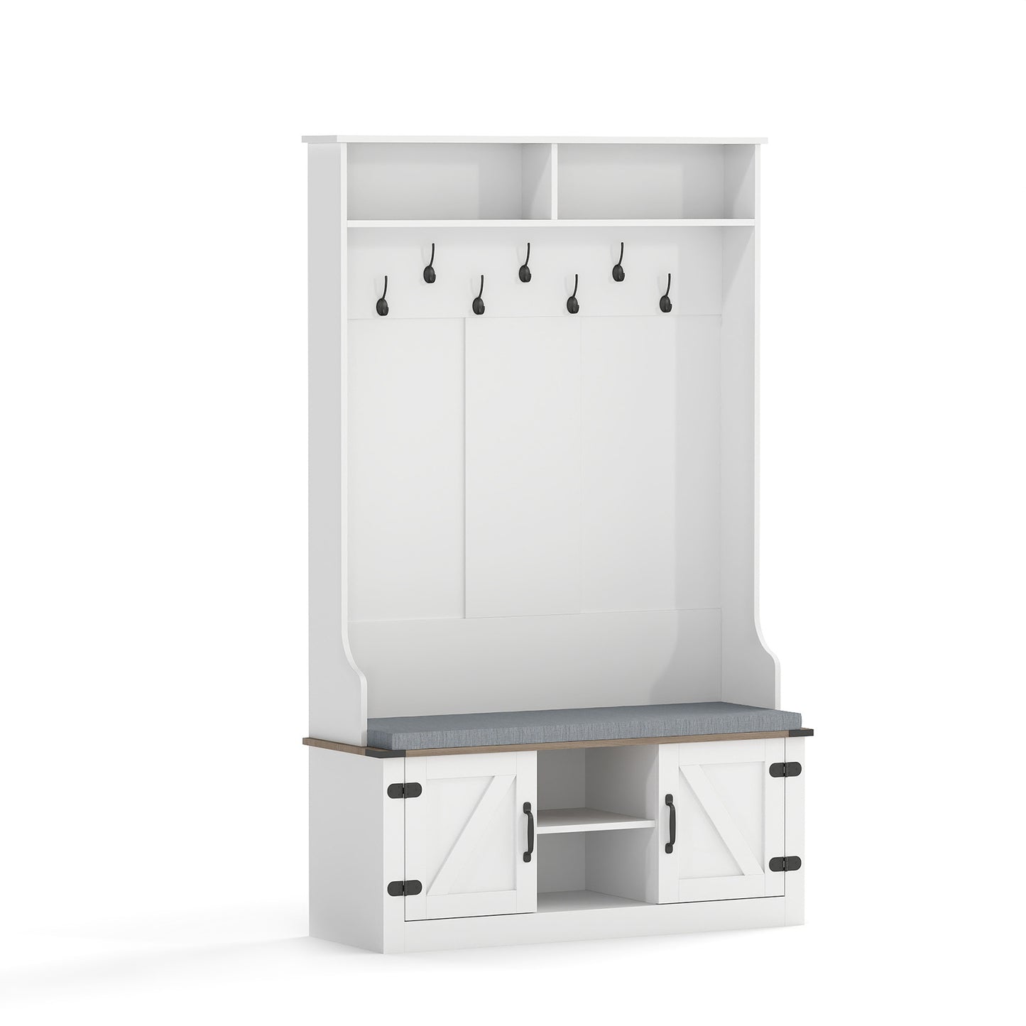 4-in-1 68.5 Inch Tall Coat Rack with Cushioned Bench and Shoe Storage, White Coat Racks & Hall Trees at Gallery Canada